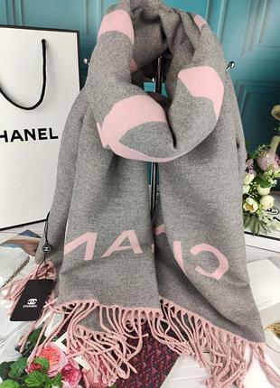 Теплый шарф палантин платок в стиле шанель