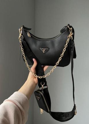Женская сумка prada leather black4 фото