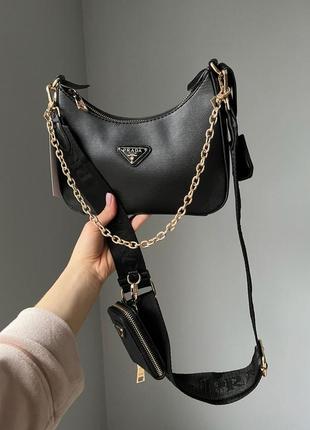 Женская сумка prada leather black3 фото