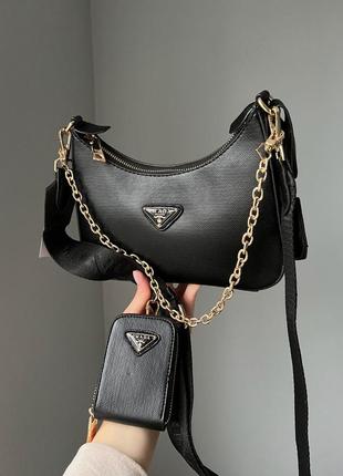 Женская сумка prada leather black