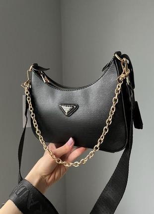 Женская сумка prada leather black2 фото