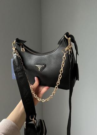 Женская сумка prada leather black5 фото