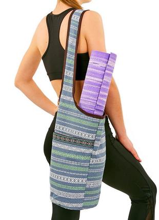 Сумка для фитнеса и йоги через плечо kindfolk yoga bag zelart fi-8364-3 серый-синий4 фото