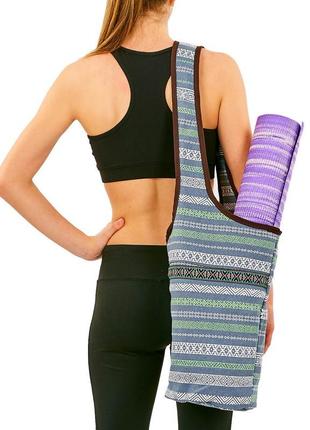 Сумка для фитнеса и йоги через плечо kindfolk yoga bag zelart fi-8364-3 серый-синий3 фото