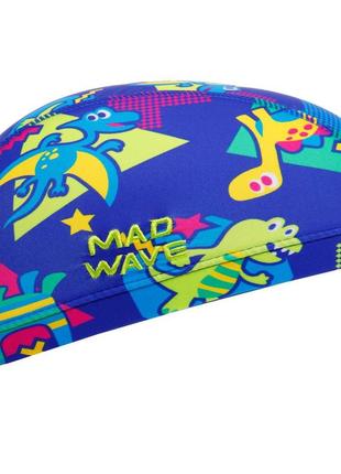 Шапочка для плавания детская madwave dinos m052902 синий4 фото