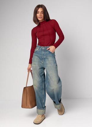 Джинсы женские wide leg с потертостями