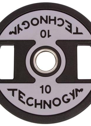 Блины (диски) полиуретановые technogym tg-1837-10 51мм 10кг черный3 фото