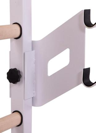 Шведская стенка-стойка передвижная со скамьей для пресса zelart универсал wood pro l-2410 сталь белый10 фото