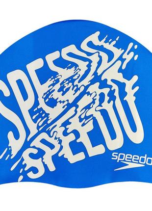 Шапочка для плавания speedo slogan print 808385b957 синий-серый