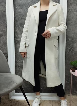 Вовняне пальто  massimo dutti/біле міді пальто/пальто прямого кроя