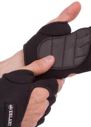 Перчатки атлетические для силовых упражнений и фитнеса zelart zg-3615 s-xxl черный3 фото