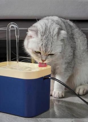 Питьевой фонтан для кошек и собак 1.5l pet water fountain с фильтром синий + датчик движения2 фото