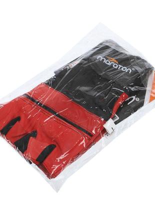 Перчатки для фитнеса и тяжелой атлетики maraton mar-504 m-xl черный-бордовый8 фото