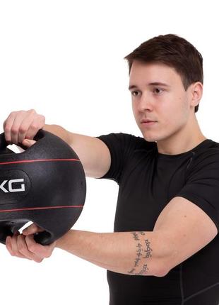 М'яч медичний медбол із двома ручками zelart ta-7827-7 вага-7 кг d-27,5 см чорний-червоний10 фото