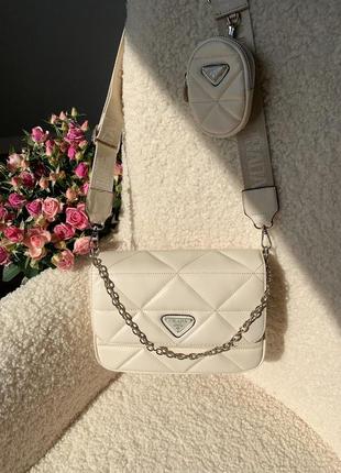 Женская сумка prada padded beige5 фото