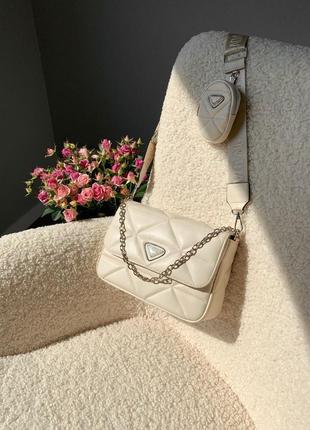 Женская сумка prada padded beige9 фото