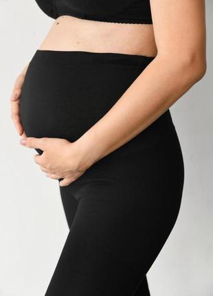 Леггинсы утепленные для беременных с резинкой черные5 фото