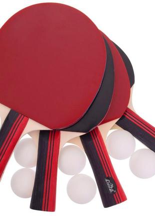 Набор для настольного тенниса cima cm-2857 4 ракетки 6 мячей сетка чехол3 фото