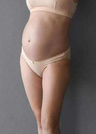 Труси для вагітних трикотажні з низькою посадкою бежеві1 фото