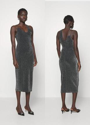 Платье с мерцанием, вечернее платье миди