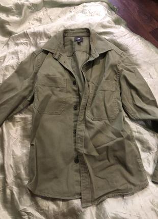 Мятна джинсова рубашка h&m