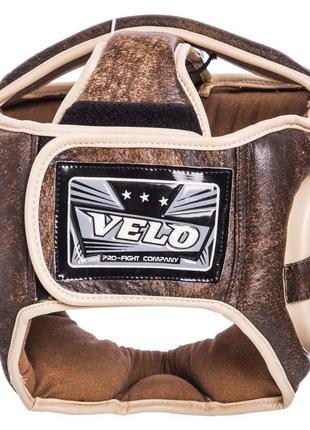 Шлем боксерский с полной защитой кожаный velo vl-2217 м-xl коричневый3 фото