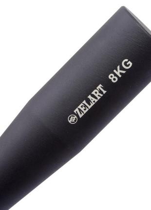 Біта сталева для функціональних тренувань і кросфіту steel clubbell zelart ta-0923-8 вага 8 кг чорний2 фото