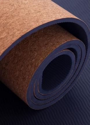 Килимок для йоги корковий каучуковий zelart fi-2433 183x61x0,6 см кольору в асортименті4 фото