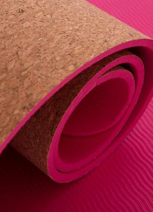 Килимок для йоги корковий каучуковий zelart fi-2433 183x61x0,6 см кольору в асортименті10 фото