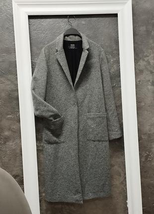 Шерстяное легкое пальто bershka/женское миди пальто-кардиган