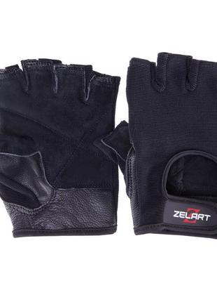 Перчатки для фитнеса и тренировок кожаные zelart sb-161573 s-xxl черный6 фото