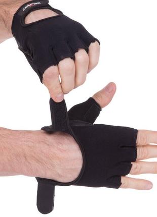 Перчатки для фитнеса и тренировок кожаные zelart sb-161573 s-xxl черный3 фото