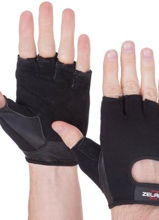 Перчатки для фитнеса и тренировок кожаные zelart sb-161573 s-xxl черный2 фото