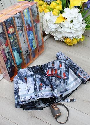 Женский стильный и качественный зонт автомат на 9 спиц шесть разных цветов