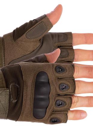 Перчатки тактические с открытыми пальцами и усиленым протектором military rangers bc-4624 m-xxl цвета в1 фото