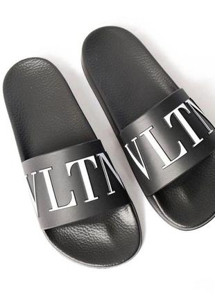 Чорні унісекс шльопапнці, тапочки, vltn. valentino