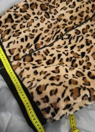 Леопардовый женский плюшевый бомбер, шубка бомбер леопардовый