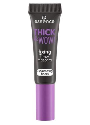 Фиксирующая тушь для бровей essence thick & wow! fixing brow mascara. цвет 02