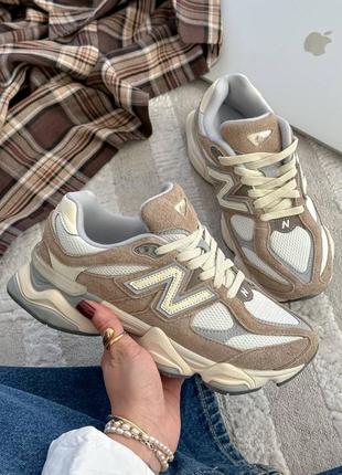 New balance 9060 beige brown женские кроссовки devance 9060