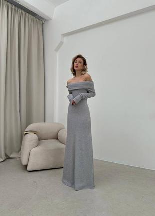 Сукня максі з хомутом з відкритими плечами ангора вʼязка