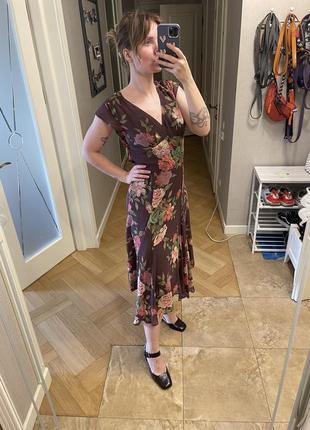 Винтажное шелковое платье laura ashley