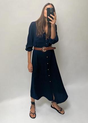 Платье-рубашка с пояском от zara, размер s