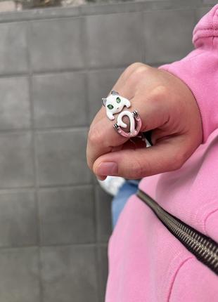 Серебряный кольца кот