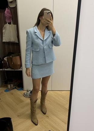 Костюм zara, кроп піджак та міні спідниця
