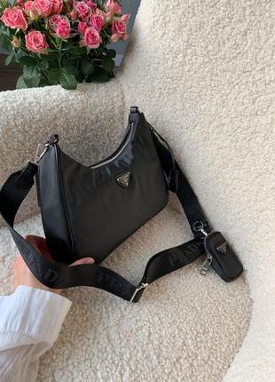 Женская сумка prada re-edition black8 фото