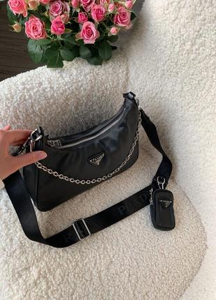 Женская сумка prada re-edition black6 фото