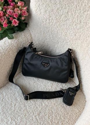 Женская сумка prada re-edition black9 фото