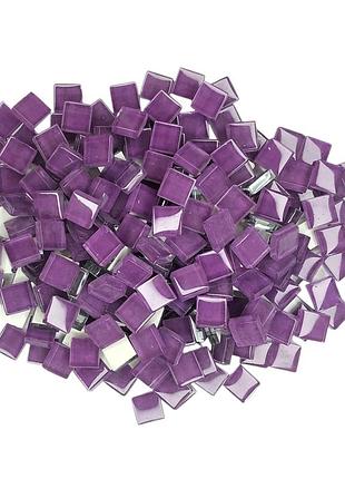 Шматочки мозаїки 1*1 см колір темно фіолетовий  (200-220 штук 200 грамів) зі скла. форма квадрат.