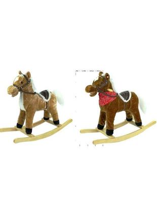 Качалка-качалка музыкальная b 38759 (8) 2 цвета, “конь”, 72х28х68 см, звуки, движется хвост, открывается рот,