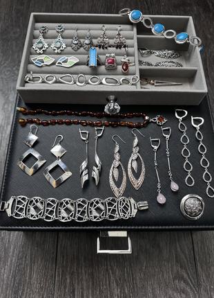 Сережки, браслет, колье,  чокер, срібло, перламутр, онікс, бірюза, серебро 925 проба, украшения